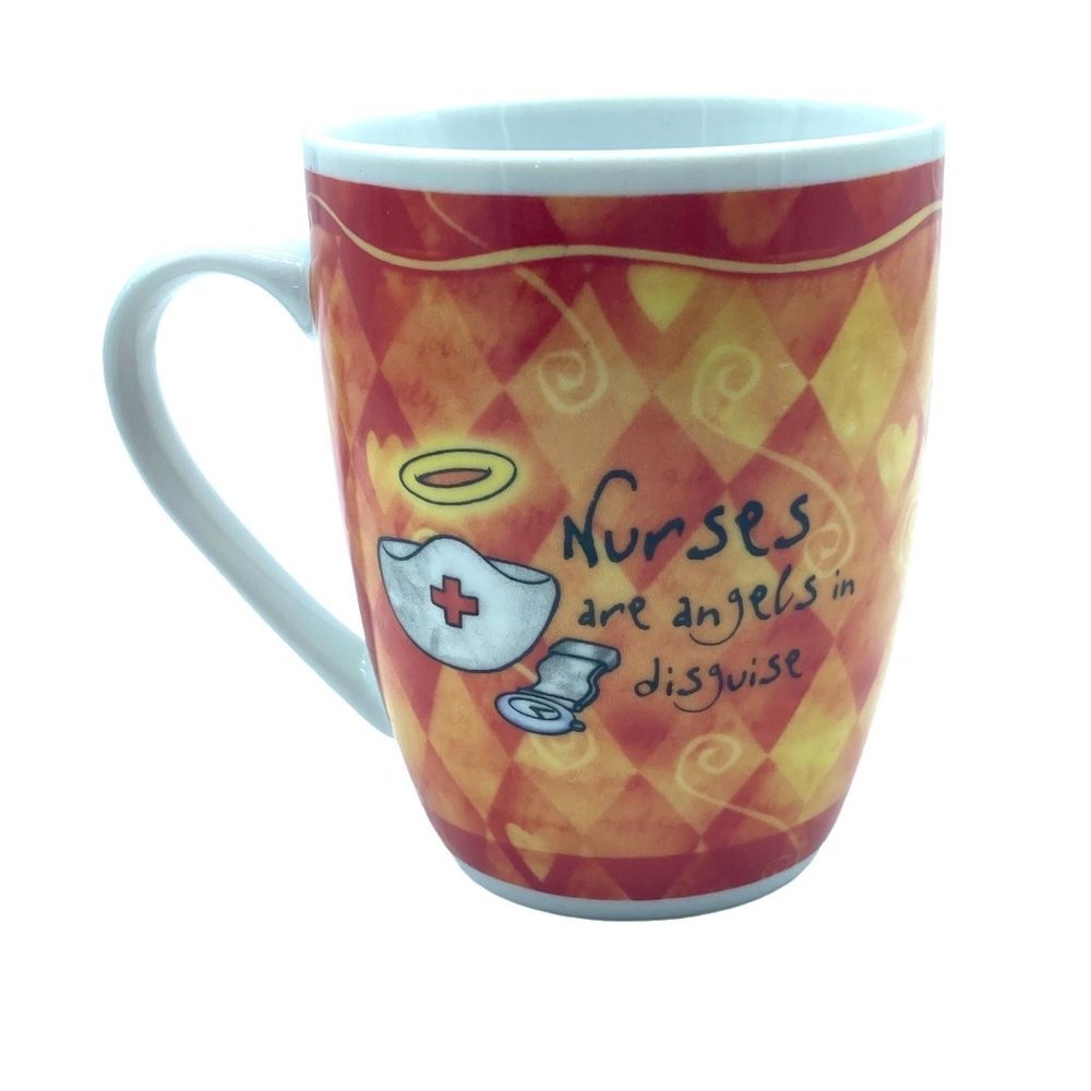 Nurses Are Angels in Disguise Coffee Tea Cup Mug‎ Fine Porcelain 14 oz